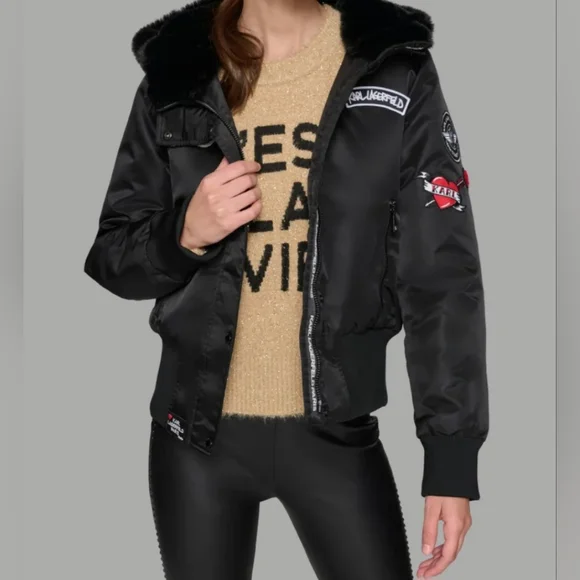 Karl Lagerfeld Hooded Puffer Jacket NWOT - Picture 5 of 10